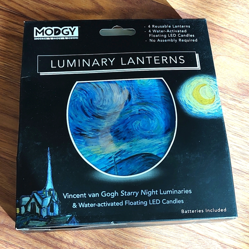 Van Gogh starry night lanterns floating LED plastic